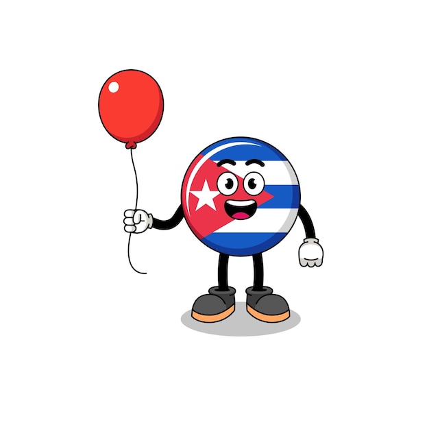 Vector beeldverhaal van de vlag die van cuba een ballon houdt