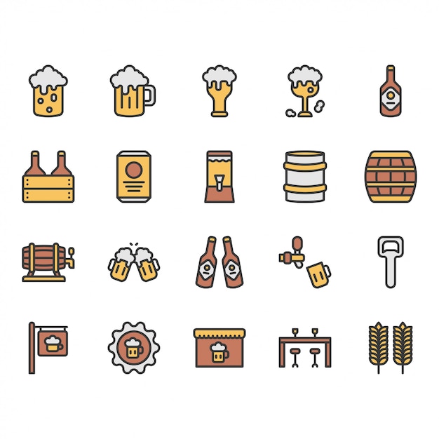 Beer and alcohol related icon and symbol set