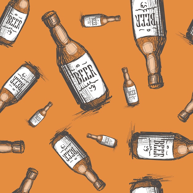 Beer bottle seamless pattern