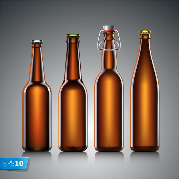 Beer bottle set with no label vector illustration