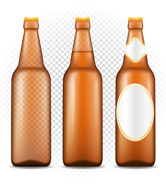 Beer in bottle on transparent