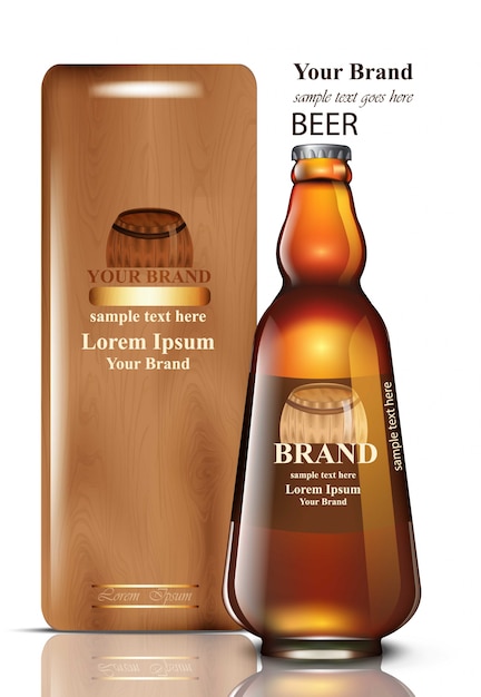 Beer bottle Vector realistic mock up. Product packaging mock up. template design
