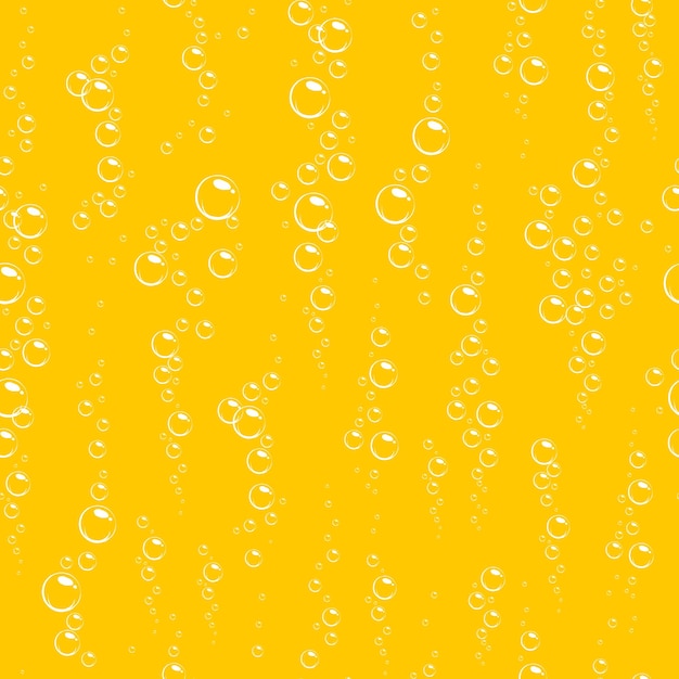 Beer bubbles seamless pattern alcohol drink and fizzy soda water background