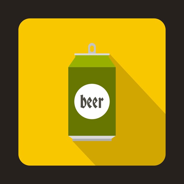 Beer can icon in flat style isolated with long shadow