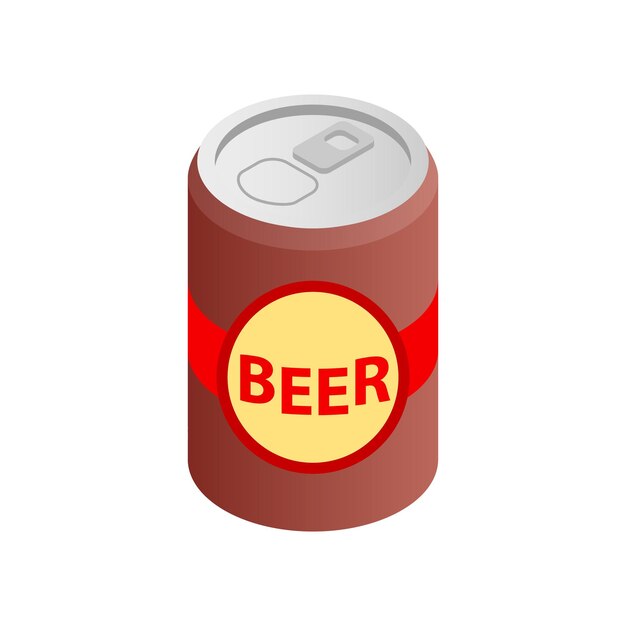 Beer can isometric 3d icon on a white background