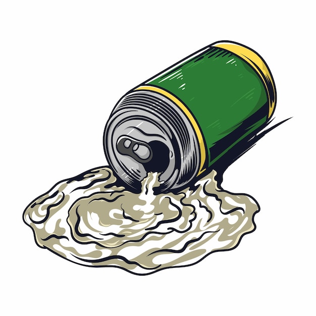 Beer can spill illustration