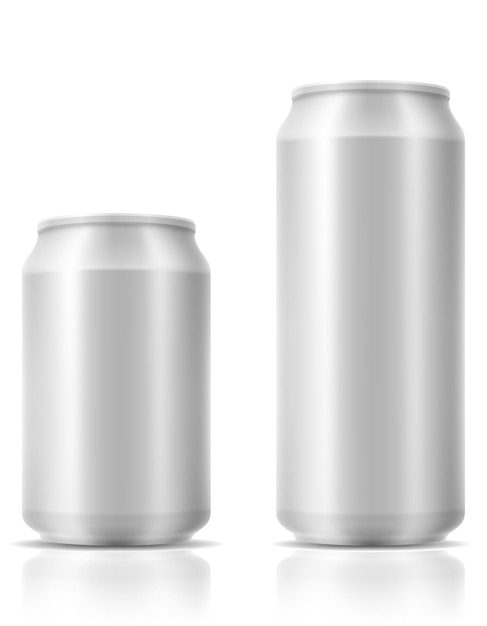 Vector beer in can on white