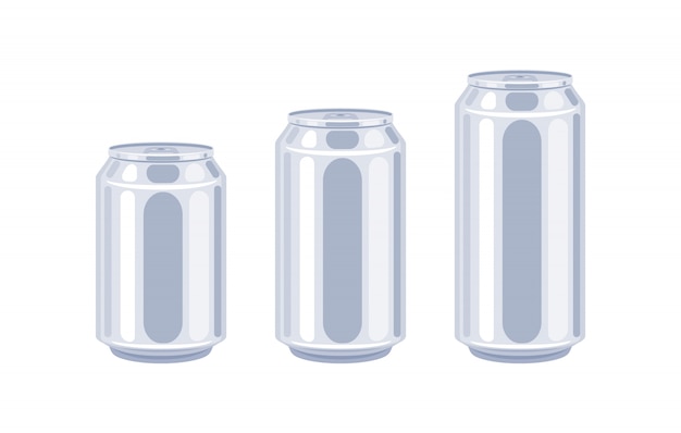 Beer cans sizes icons set.