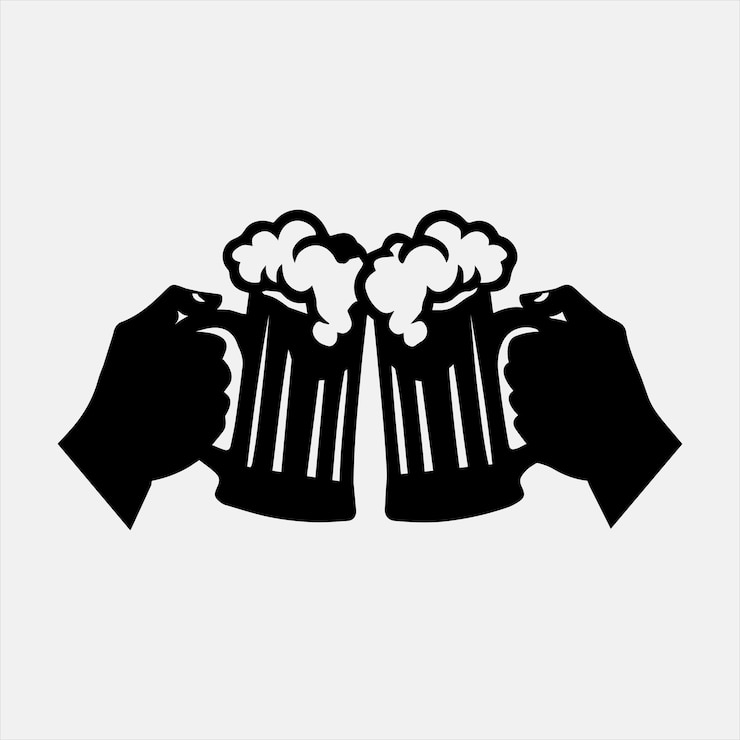 Vector beer cheers vector illustration toasting hands silhouette