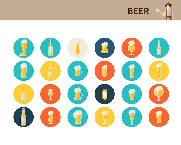 Beer concept flat icons.