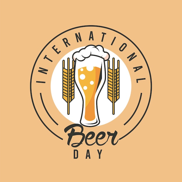 beer day emblem with glass