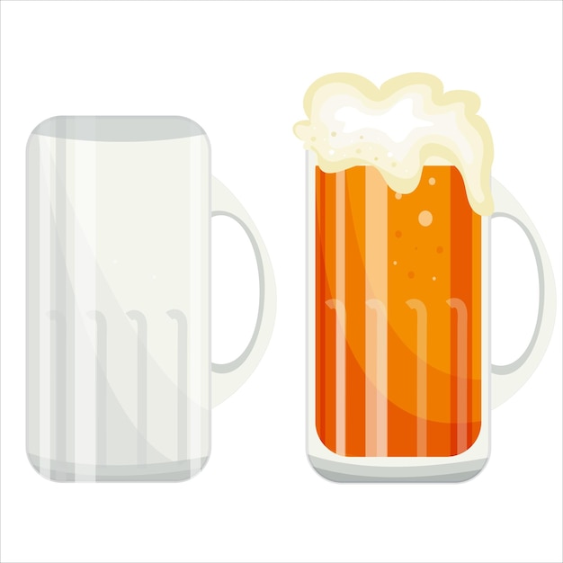 beer day icons namely transparent sidel glass and sidel glass filled with wheat beer