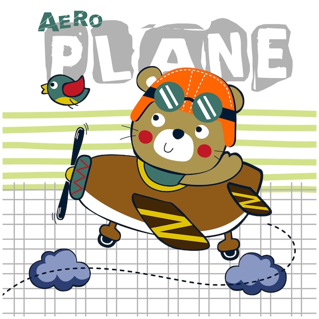 beer de kleine piloot grappige dieren cartoon
