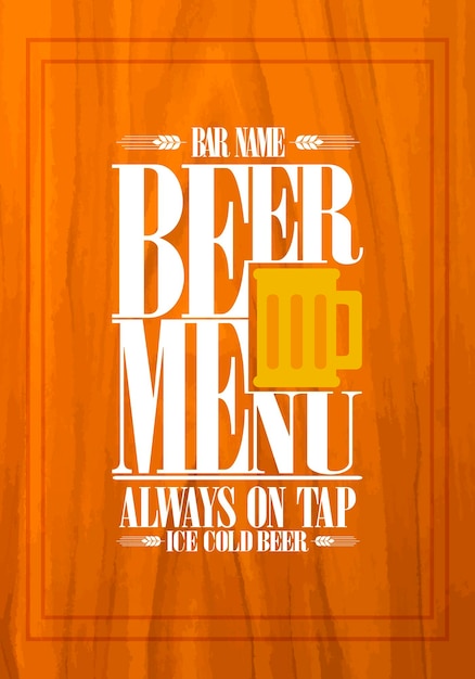 Beer design for bar menuVector illustration