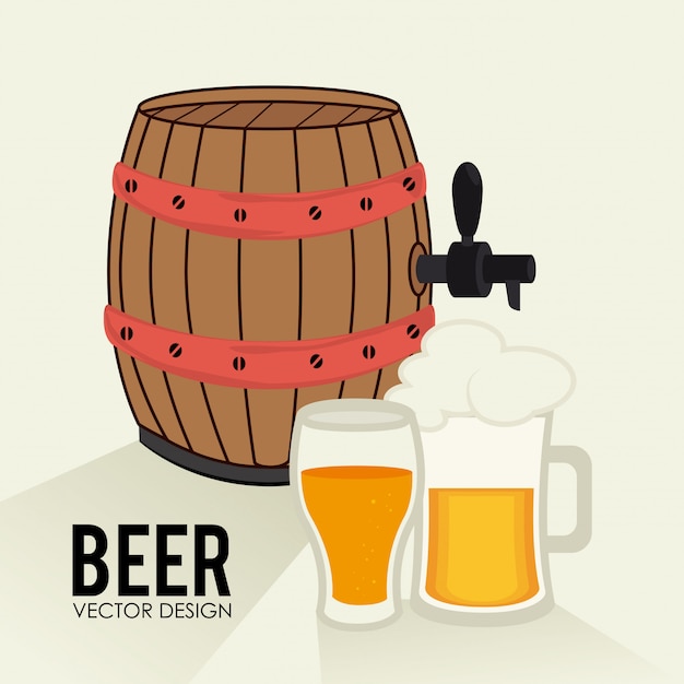 ベージュ色の背景上のビールのデザイン