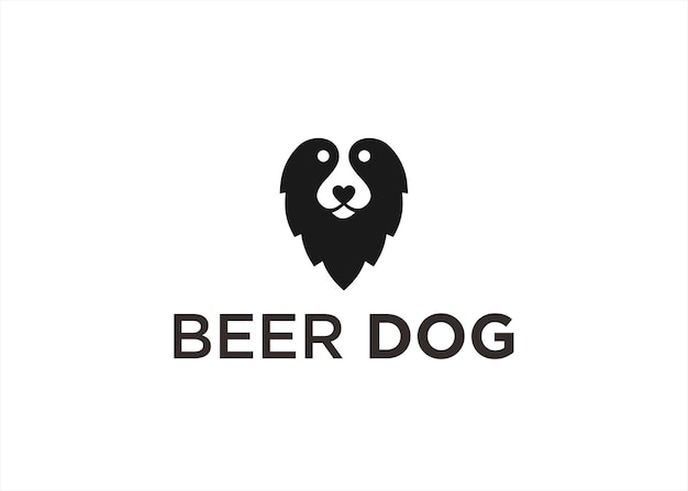 Illustrazione vettoriale di design del logo del cane da birra