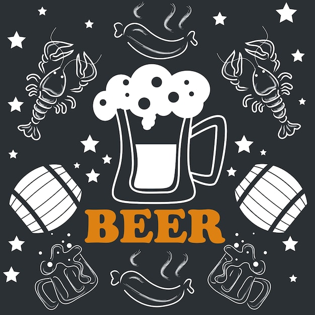 Beer doodle background perfect for your wall cafe