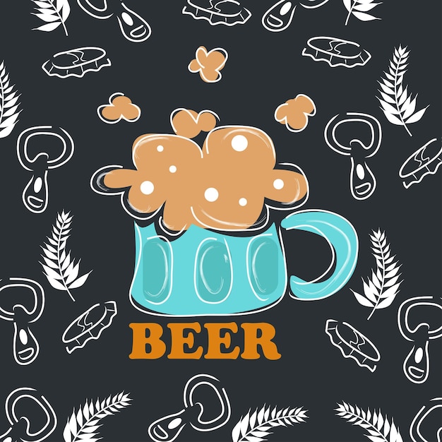Beer doodle background perfect for your wall cafe