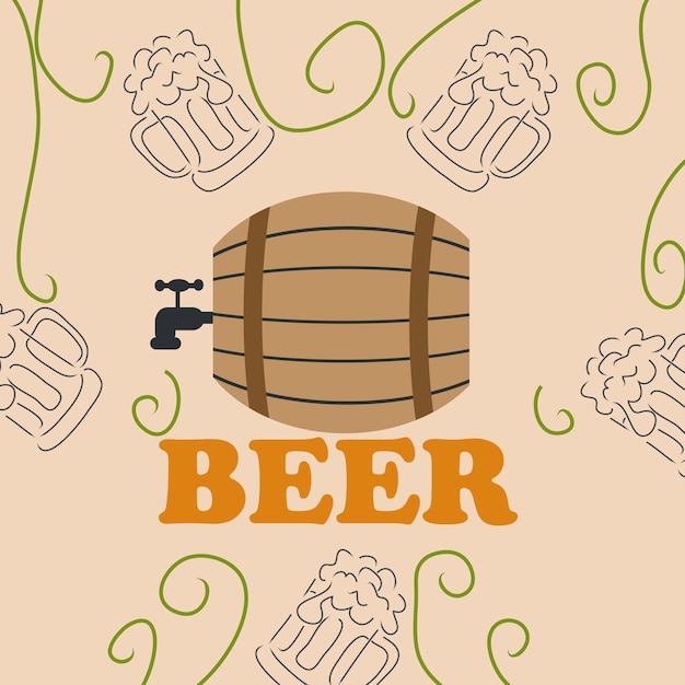 Beer doodle background perfect for your wall cafe