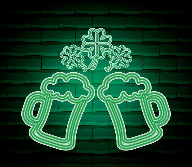 Beer drinks saint patricks day neon label