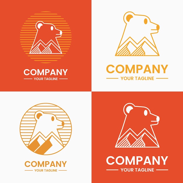 beer en berg logo concept. dier, natuur, combinatie en lijnstijl