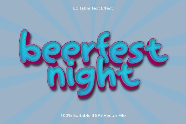 Beer fest night editable text effect 3d emboss cartoon gradient style