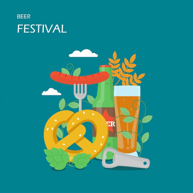 Illustrazione di design piatto stile festival della birra