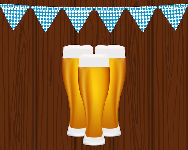 Vector beer and flags for the oktoberfest festival vector