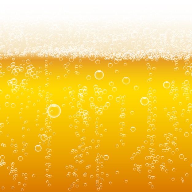 Vettore sfondo di schiuma di birra. luce brillante, bolla e liquido