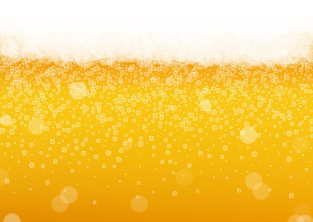 Вектор Фон из пивной пены с реалистичными пузырьками прохладный напиток для дизайна меню ресторана, баннеры и флаеры желтый горизонтальный фон из пивной пены холодная пинта золотого лагера или эля