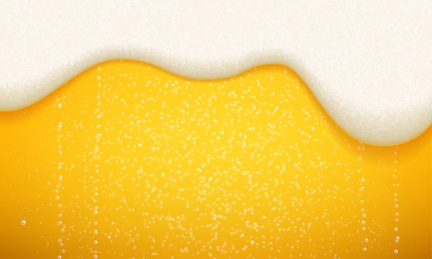 Vector beer foam and bubbles background.  seamless realistic craft beer with flowing foam and bubbles
