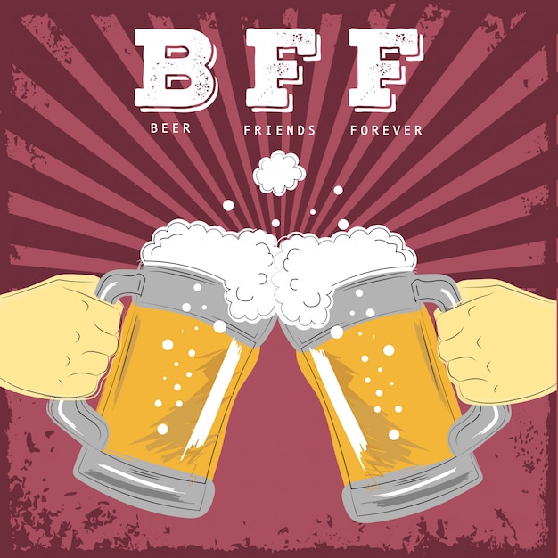 Beer Friends Forever Illustration