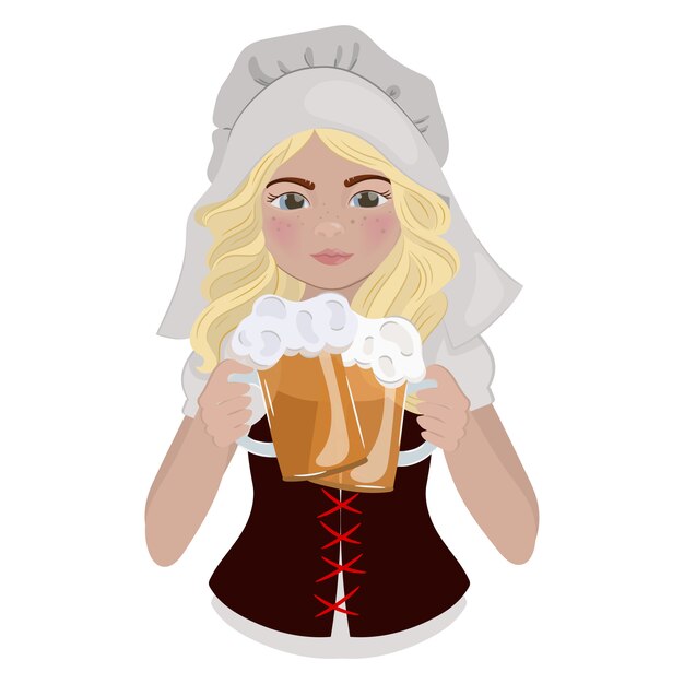 Vector beer girl saint patrick day cartoon