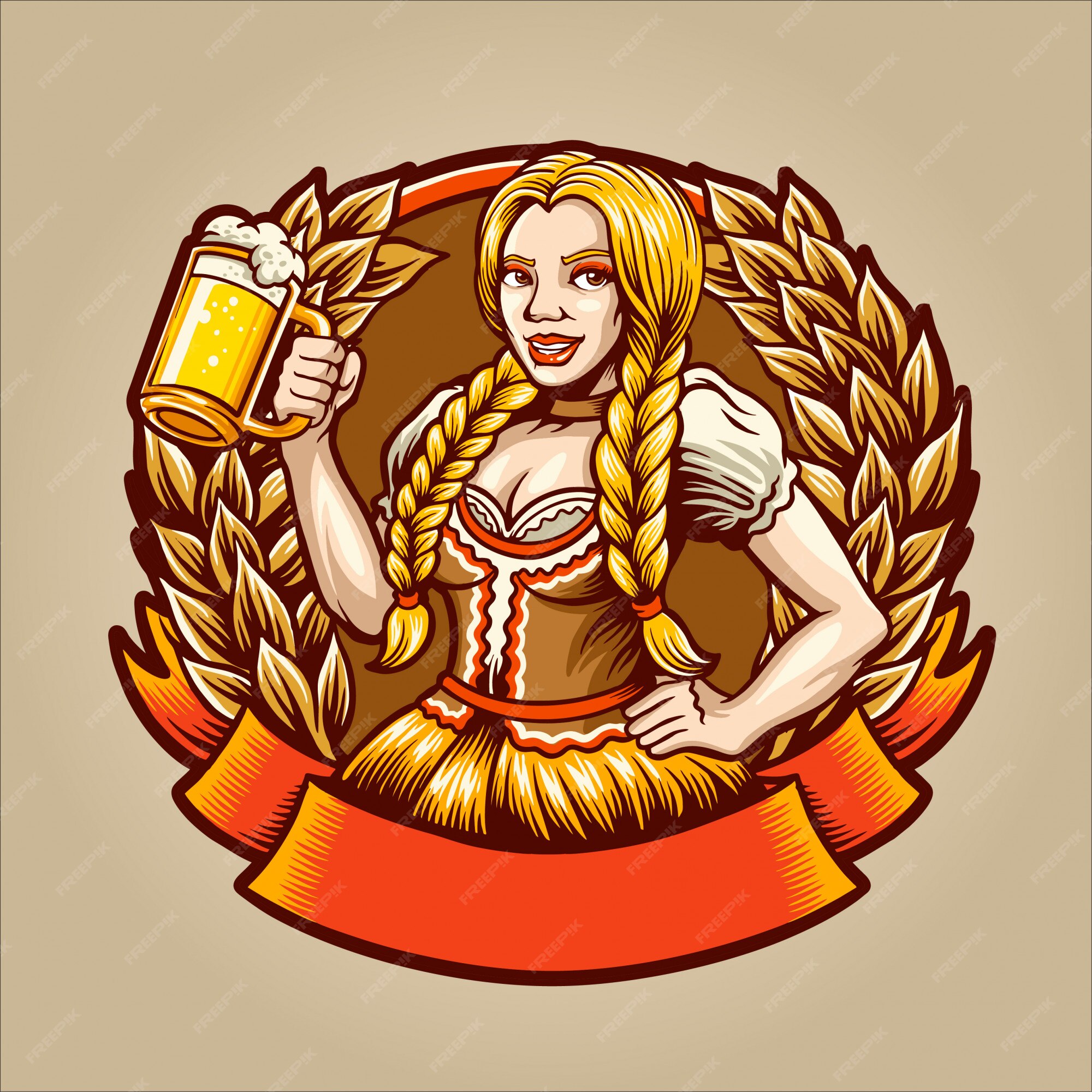 Premium Vector | The beer girl