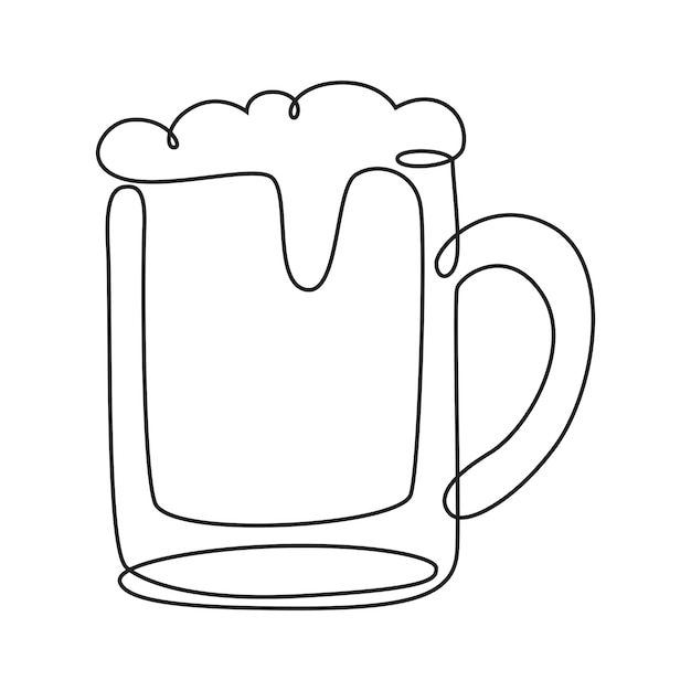 Beer glass continuous line drawing