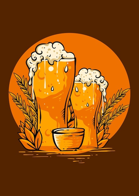 Beer glass oktoberfest logo illustration