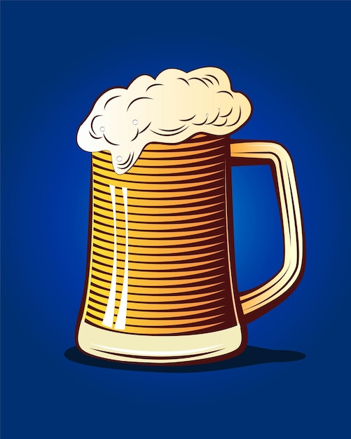 Bicchiere di birra in stile old line art illustrazione vettoriale senza royalty