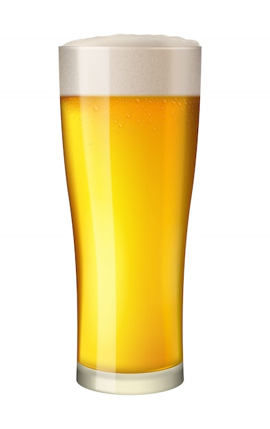 Vector beer glass on white.