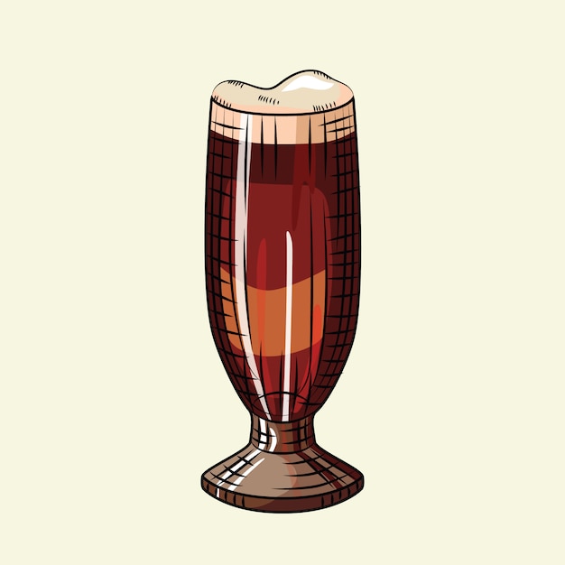 Vector beer glass with foam isolated on light background. alcohol drink poster.