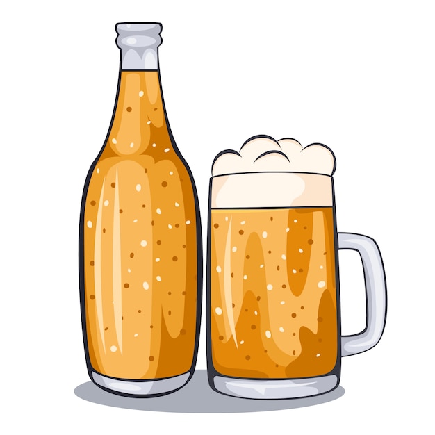 Illustrazione disegnata a mano della tazza di vetro di birra.