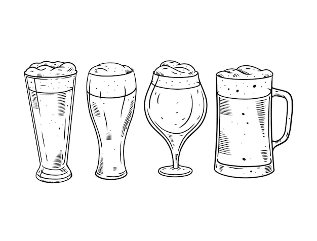 Beer glasses set illustration