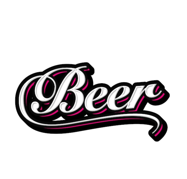 Beer Hand Lettering Typography Vector Template