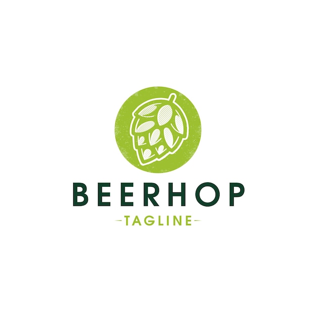 Vettore modello di logo biologico di birra hop isolato su bianco