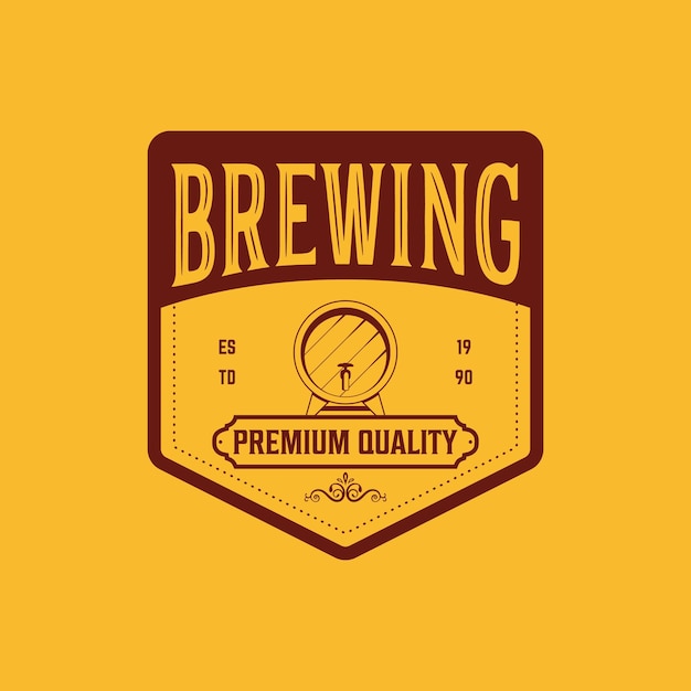 Beer label brewing company with retro vintage badge