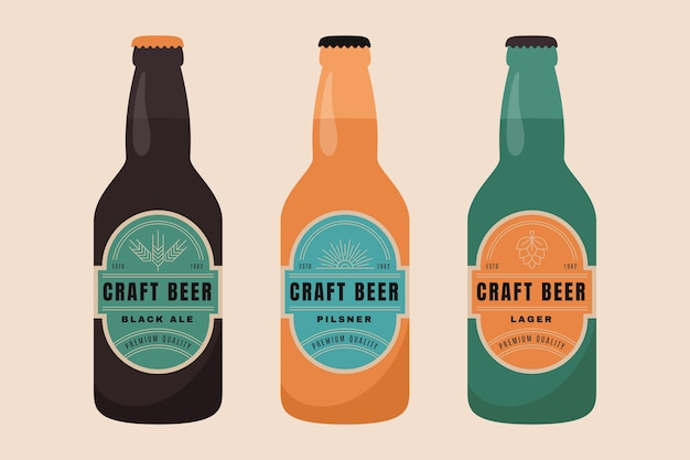 Vettore collezione di design di etichette di birra