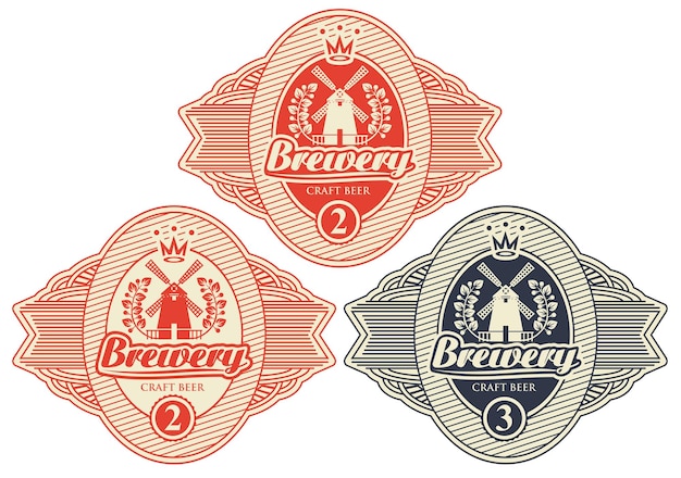 beer label set with mill