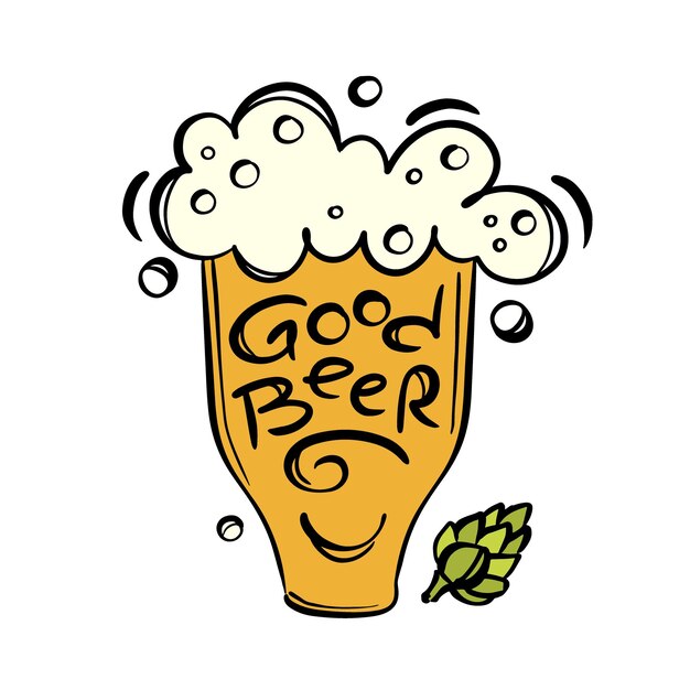 Vector beer lettering craft product cartoon vector illustration set