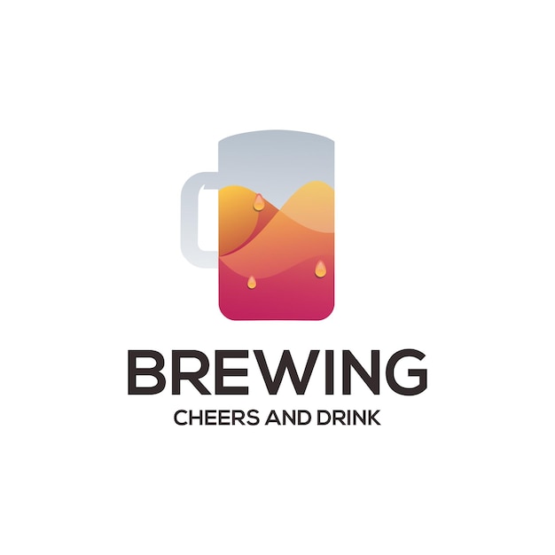 Vector beer logo colorful illustration gradient