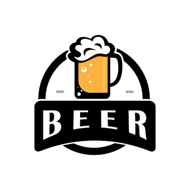 Beer logo template with vintage craft wheatFor badge emblemmaltbeer companybaralcoholic drink