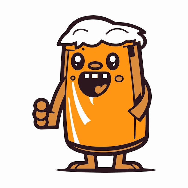 beer mascot animation in flat colors with minimal lines